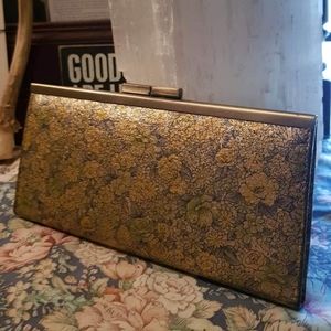 Kimchi Blue metallic gold floral hinge wallet